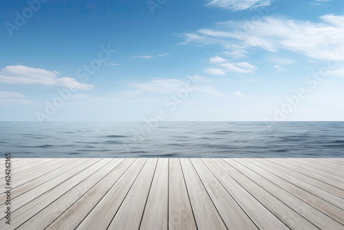 wooden board with sea background