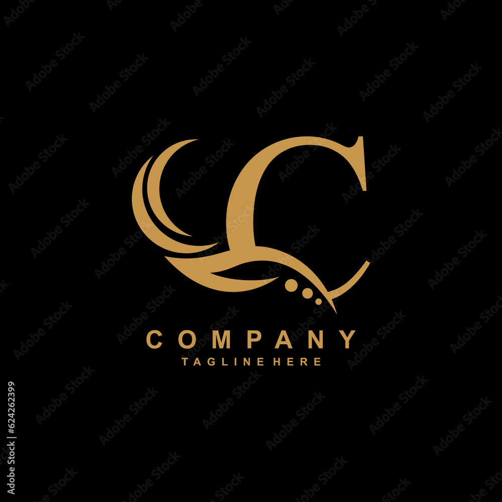 luxury C logo design with pretty feathers. logo monogram. suitable for ...