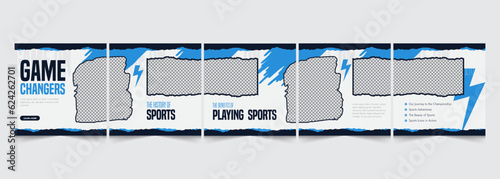 Sports edition instagram carousel template, gym categorized carousel design, vector illustration eps 10