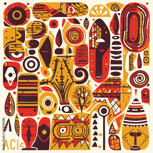 Abstract pattern in native African style. Vector illustration. Traditional African abstract painting