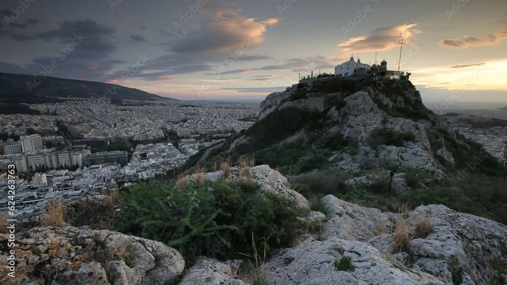 Unedited clip. Morning view of Athens from one of the summits of Lycabettus hill, Greece. Unedited clip. Morning view of Athens from one of the summits of Lycabettus hill, Greece.