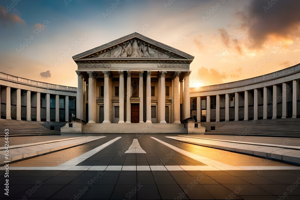 Obraz premium view of the palace of justice generated by AI technology