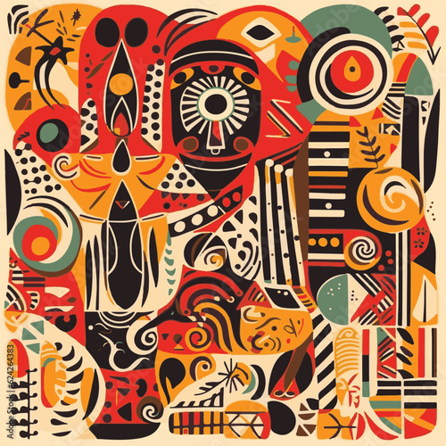 Abstract pattern in native African style. Vector illustration. Traditional African abstract painting