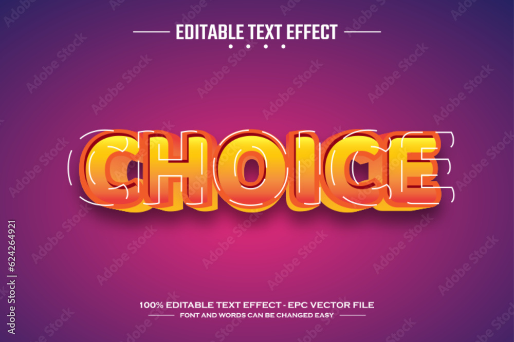Choice 3D editable text effect template
