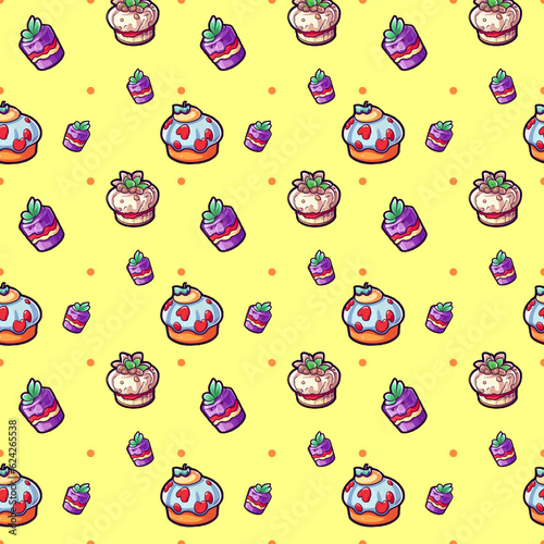Seamless pattern with sweet cakes.illustration
