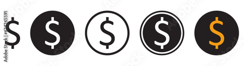 Dollar coin icon in flat style isolated.  Vector illustration.