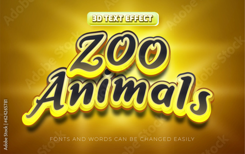 Zoo animals 3d editable text effect style
