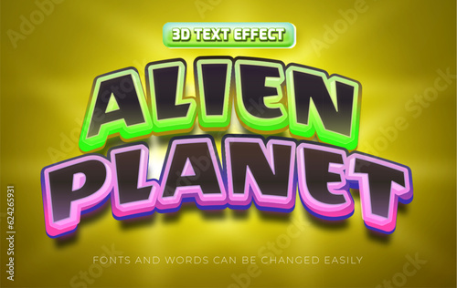 Alien planet 3d editable text effect style