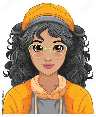 Woman portrait wearing cap and glasses