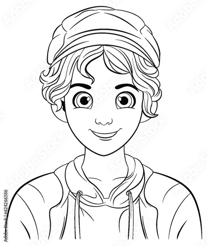Male teen cartoon wearing hat