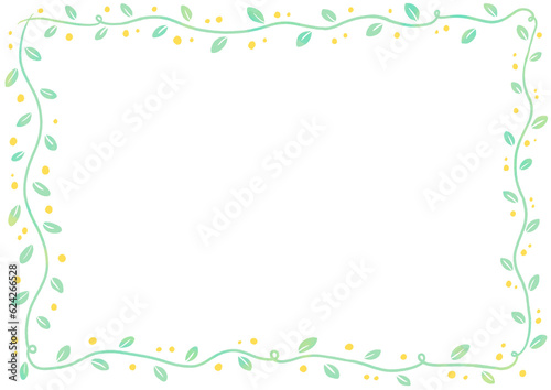 クレヨンタッチのナチュラルな葉っぱのフレーム