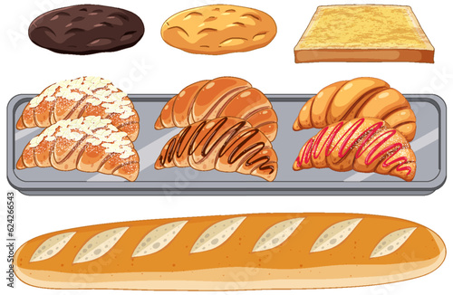 Set of bread and breakfast