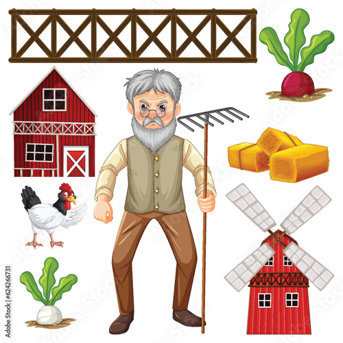 Farm Objects and Elements Vector Set