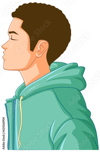 Side of man closing eyes kissing