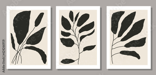 Fototapeta Naklejka Na Ścianę i Meble -  Set of Matisse style contemporary collage botanical minimalist wall art poster
