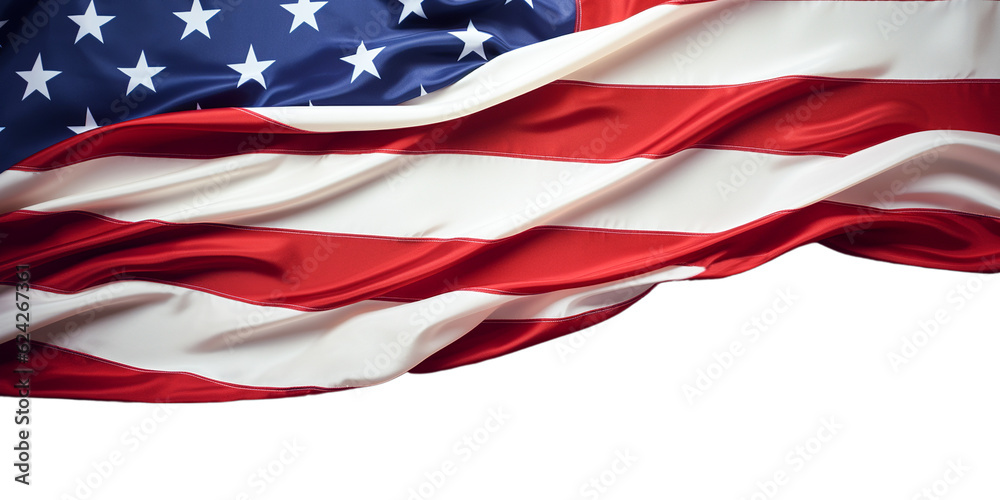 American flag waving in the wind on white American flag waving in the wind on white