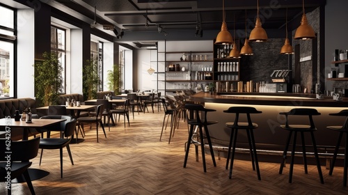 cozy bar with stylish indoor furniture design