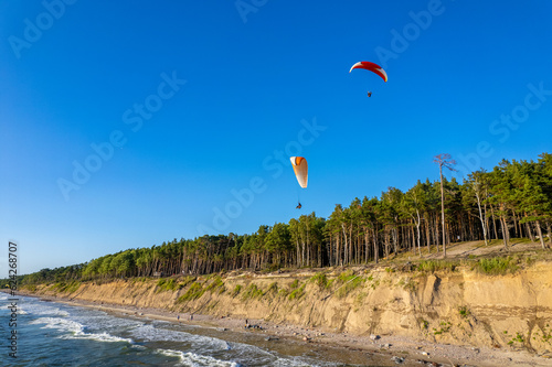 Aerial summer sunny sunset view of The Dutchman's Cap (Olando kepure) Karkle, Lithuania photo