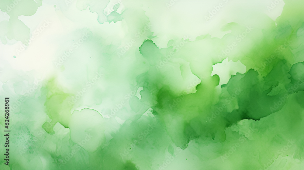 green abstract watercolor hand painted background image | Generative AI