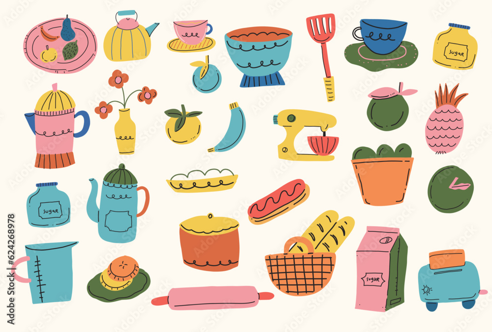Hand drawn Modern Baking Clipart Collection