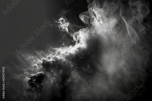 White Smoke Ascendancy: Graceful Plume or Column of Smoke Against a Black Background, Symbolizing Tranquility, Transformation, and Ethereal Presence created with Generative AI technology