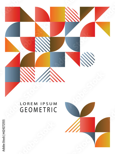 Abstract, Geometric Design. Simple minimalist geometric shapes on a white background. For flyer, poster. Vector illustration.
