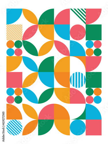 Background geometric abstract design colourful minimal simple geometric graphic designs on a white background. Vector illustration for poster, flyer. 