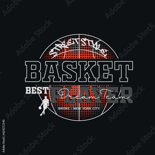 Vector basketball With letter best player.Sport typography, t-shirt graphics, poster, banner, flyer, print and postcard