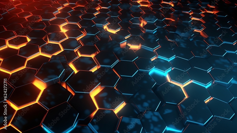 Abstract technological hexagonal background. 3d rendering generative ai Abstract technological hexagonal background. 3d rendering generative ai