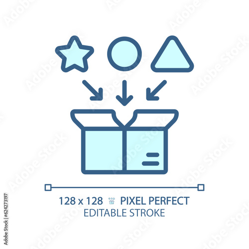 Pixel perfect editable blue iteration icon, isolated vector, product management thin line illustration.