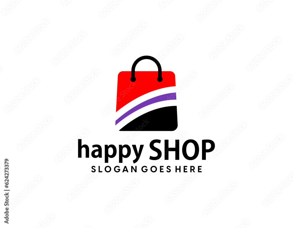 Online Shop Logo. Happy Shop Logo design vector Online Shop Logo. Happy Shop Logo design vector