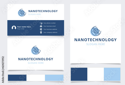 Nanotechnology logo design with editable slogan. Branding book and business card template.