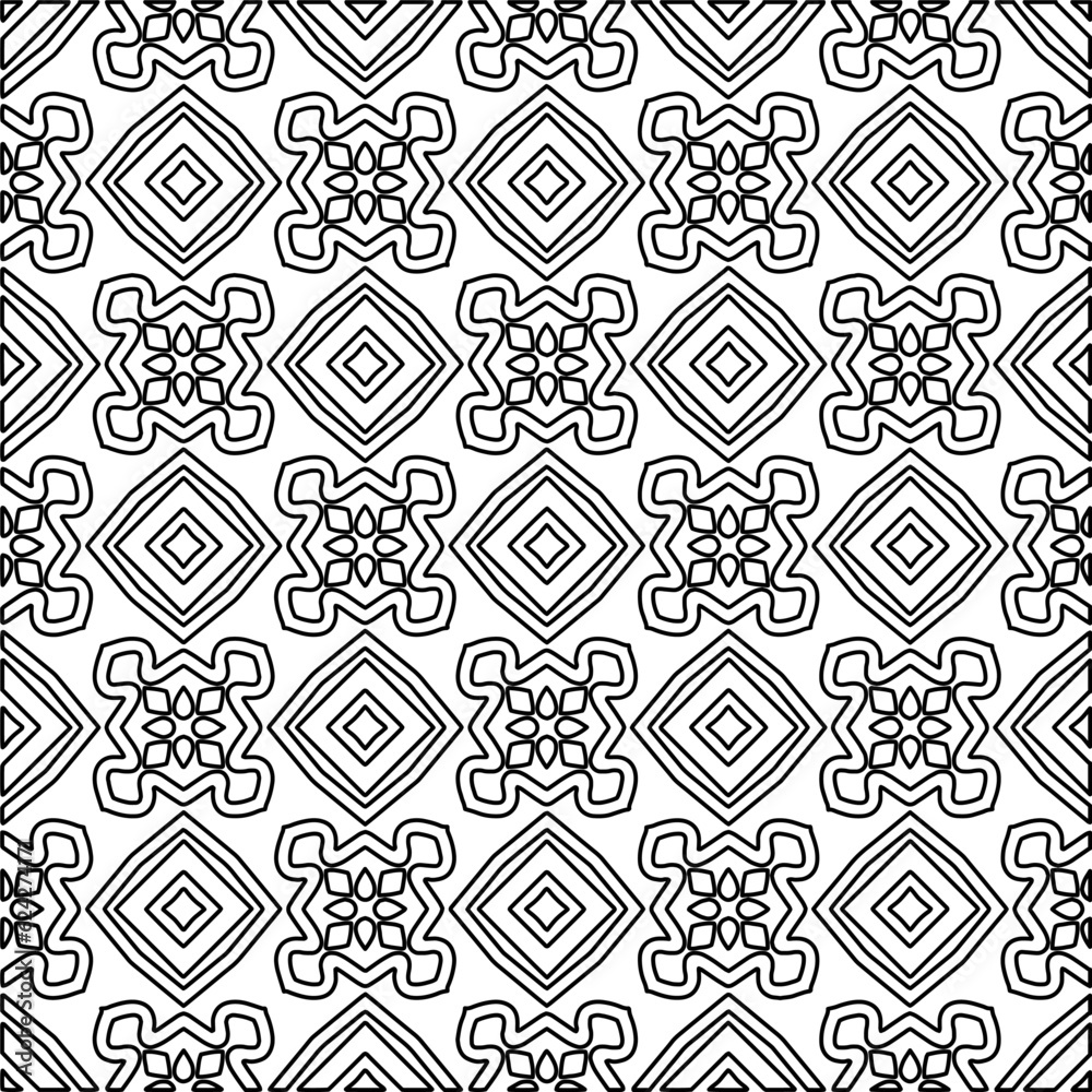 Abstract background with figures from lines. black and white pattern for web page, textures, card, poster, fabric, textile. Monochrome graphic repeating design. Abstract background with figures from lines. black and white pattern for web page, textures, card, poster, fabric, textile. Monochrome graphic repeating design.