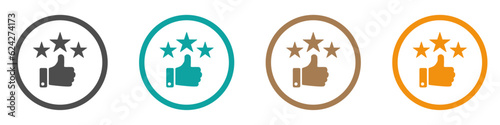 Hand with thumb up and stars rating vector icons