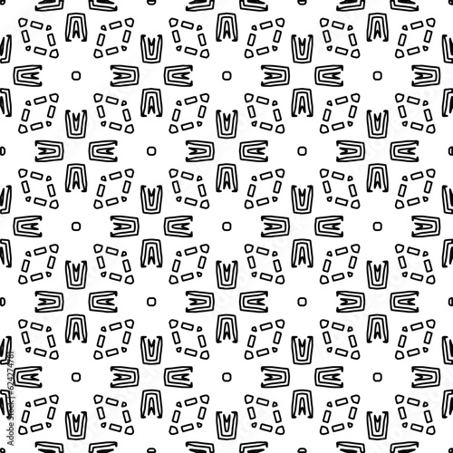 Abstract background with figures from lines. black and white pattern for web page, textures, card, poster, fabric, textile. Monochrome graphic repeating design. © t2k4
