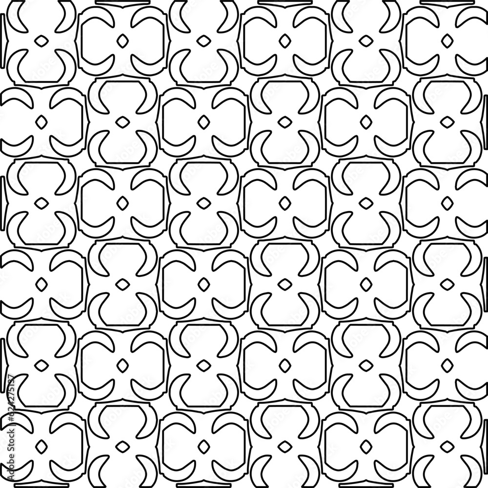 Abstract background with figures from lines. black and white pattern for web page, textures, card, poster, fabric, textile. Monochrome graphic repeating design. Abstract background with figures from lines. black and white pattern for web page, textures, card, poster, fabric, textile. Monochrome graphic repeating design.