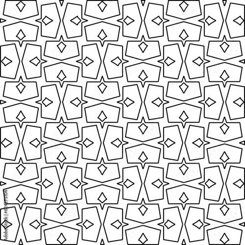 Abstract background with figures from lines. black and white pattern for web page  textures  card  poster  fabric  textile. Monochrome graphic repeating design.