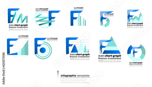 Vector illustration  creativity  set of business and financial logo design  infographic template.icon.chart graph.finance.investment.