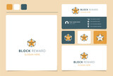 Block reward logo design with editable slogan. Branding book and business card template.