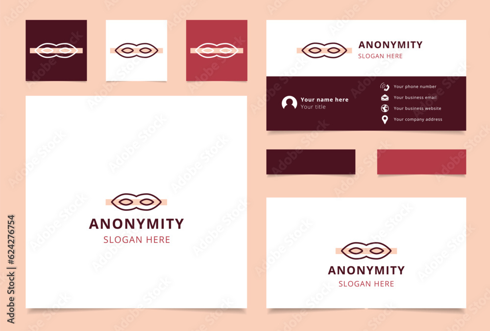 Fototapeta premium Anonymity logo design with editable slogan. Branding book and business card template.