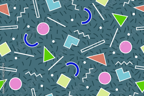 90s seamless pattern colourful memphis style retro background or retro 80s wallpaper vector