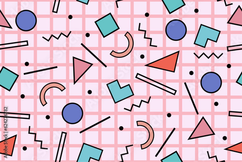 90s seamless pattern colourful memphis style retro background or retro 80s wallpaper vector