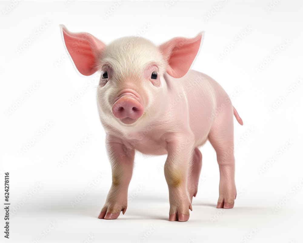 Generative ai a piglet on isolate white background Generative ai a piglet on isolate white background