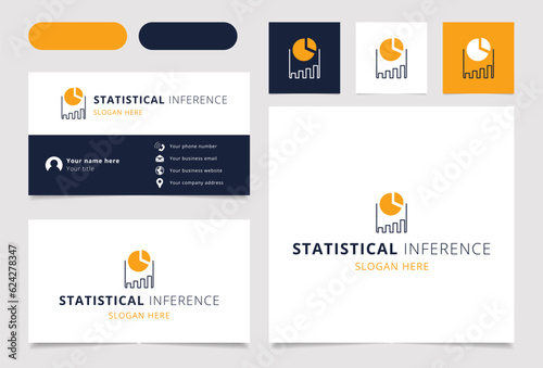 Statistical inference logo design with editable slogan. Branding book and business card template.