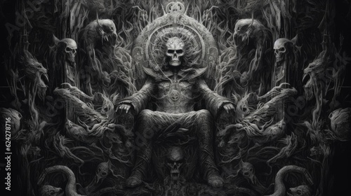 the skull king sits on the throne © jambulart