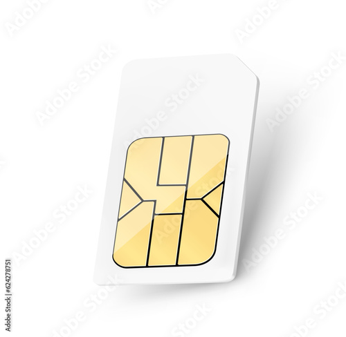 SIM card chip mockup. Vector illustration isolated on white background. Ready fro your design. EPS10.	