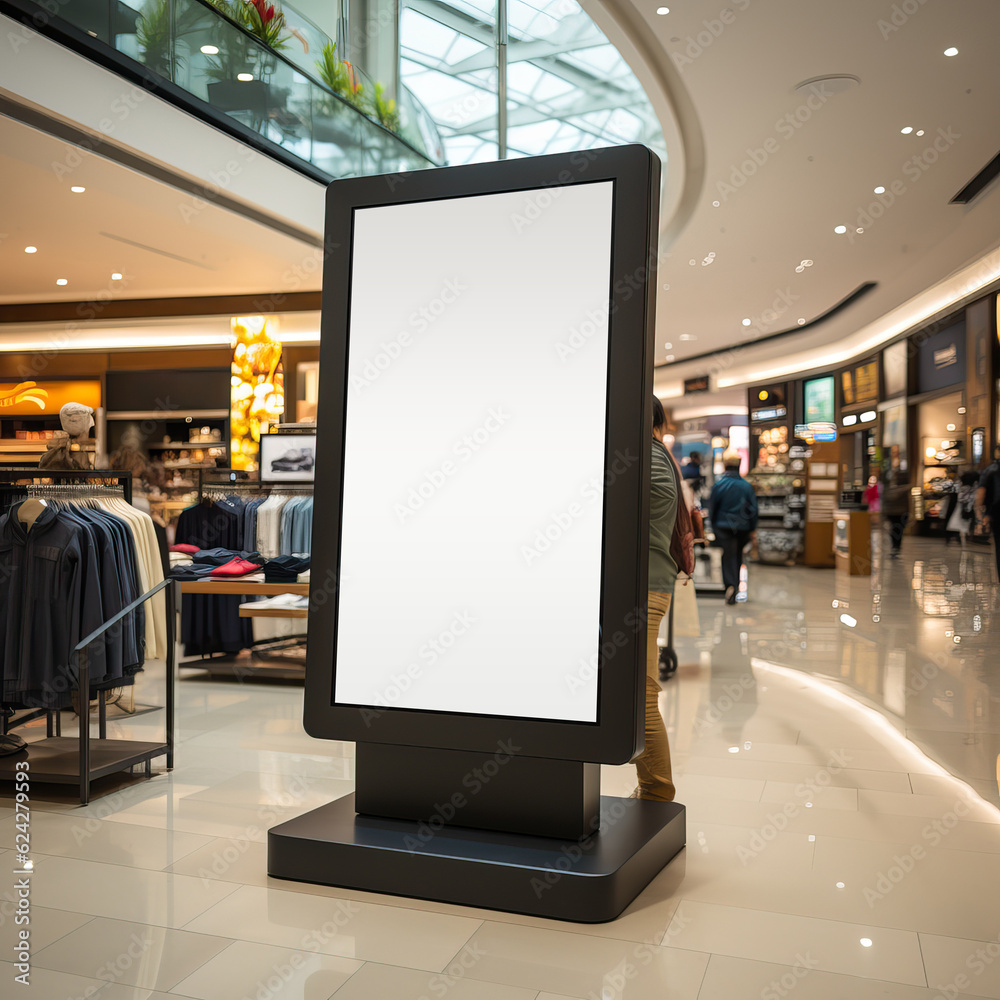 Blank customizable digital signage screen in a public location, generative ai Blank customizable digital signage screen in a public location, generative ai