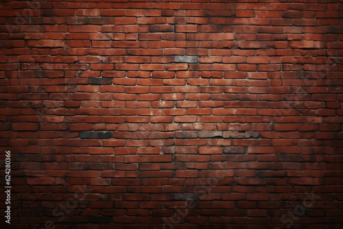 Old red brick wall background  wide panorama of masonry. Generative AI