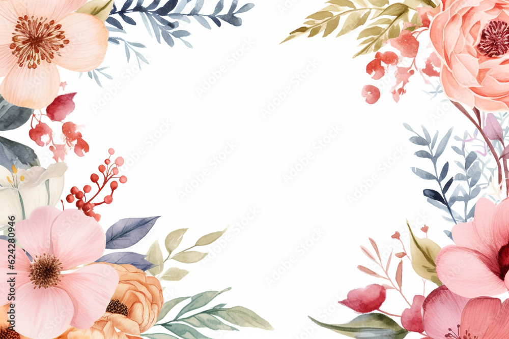 Colorful Botanical Composition in a Watercolor Design for Artistic Floral Card Cover