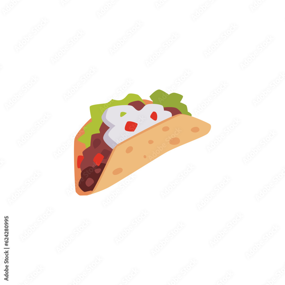 Taco Mexican food flat style, vector illustration isolated on white Taco Mexican food flat style, vector illustration isolated on white